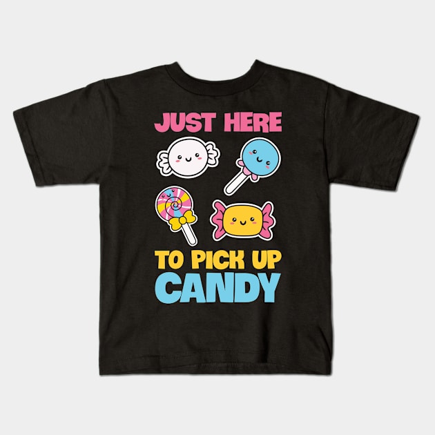 Just here to pick up candy Design for a Halloween Nerd Kids T-Shirt by ErdnussbutterToast